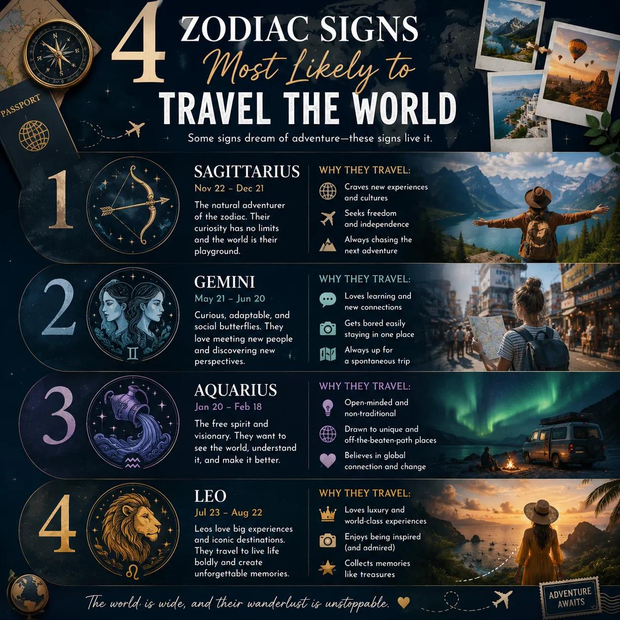 4 Zodiac Signs Most Likely to Travel the World